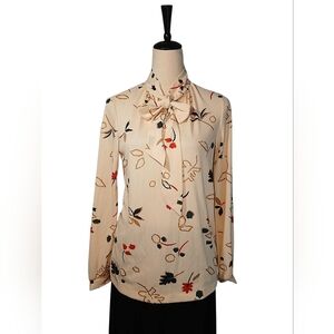 VINTAGE Secretary Blouse W Tie Neckline Small